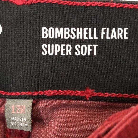 Torrid Bombshell Flare Super Soft High-Rise Jeans rhubarb red Women's 12R pants - Picture 7 of 14